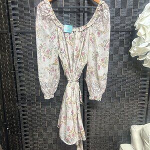 Dress Forum Pink Floral Button Up Midi Dress Size Medium